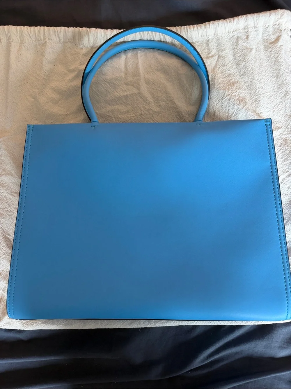 Tory Burch Neutral Cream Drawstring Tote with Branded Straps